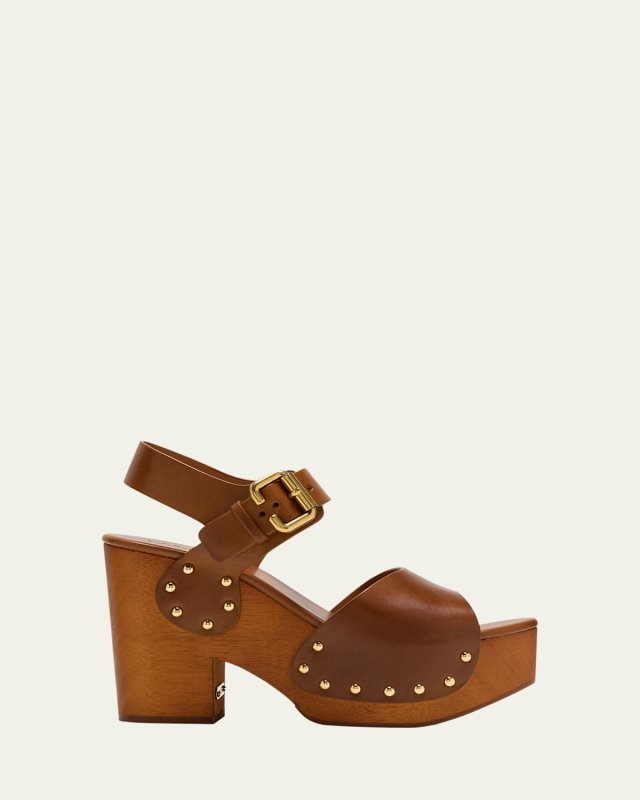 Jeannette Leather Clog Platform Sandals
